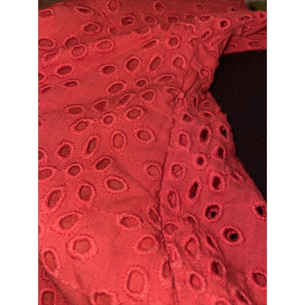 Asos Eyelet V-Neck Blouse Women's Size 0 Long Sleeve Red NWT - Picture 8 of 9